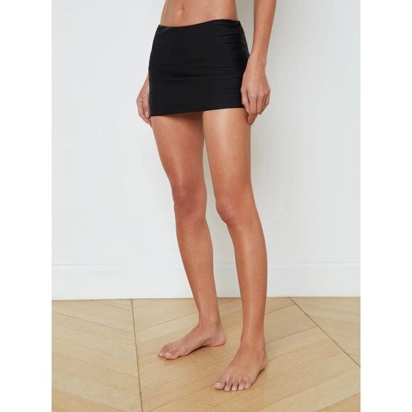 L'Agence Coco Solid Rouched Skirt Style LG4MJ41in Black - Picture 2 of 5